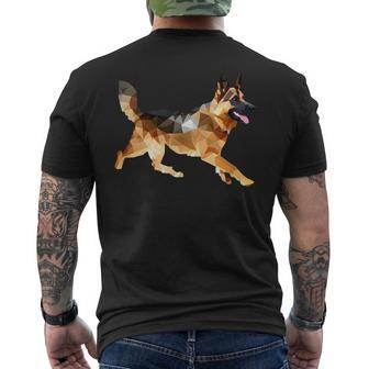 German Shepherd Running Polygon Poly Dog Dad Mom Lover Mens Back Print T-shirt | Mazezy
