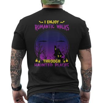 Ghost Hunting Romantic Walk Paranormal Halloween Men's Back Print T-shirt | Mazezy