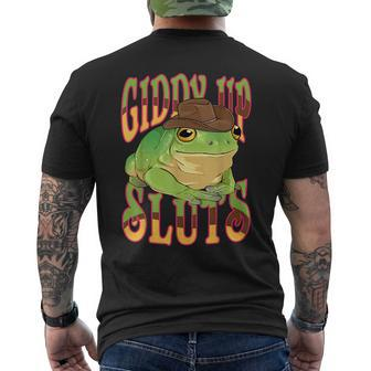 Giddy Up Sluts Western Ranch Cowgirl Rodeo Frog Men's Back Print T-shirt | Mazezy
