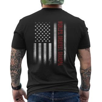 Gifts For Papa Worlds Greatest Grandpa American Flags Gift For Mens Mens Back Print T-shirt | Mazezy AU
