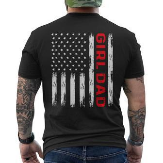 Girl Dad America Flag Vintage Fathers Day Daughter Dad Men's T-shirt Back Print - Seseable