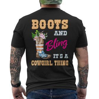 Girls Boots Bling Its A Cowgirl Thing Usa Flag Cute Cowgirl Men's T-shirt Back Print - Seseable
