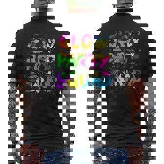 Glow Party Squad Paint Splatter Effect Neon Theme 80S Party Men's Back Print T-shirt | Mazezy