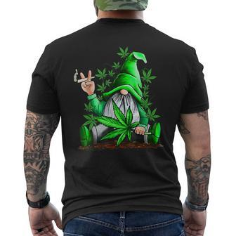 Gnome Pot Leaf 420 Marijuana Weed Cannabis Smoking Men's Back Print T-shirt | Mazezy