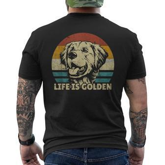 Golden Retriever Hund Life Is Golden Retro Vintage Men's T-shirt Back Print - Seseable