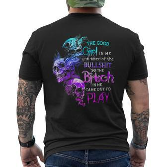 The Good Girl In Me Got Tired Of The Bullshit Skull Rose Men's Back Print T-shirt | Mazezy