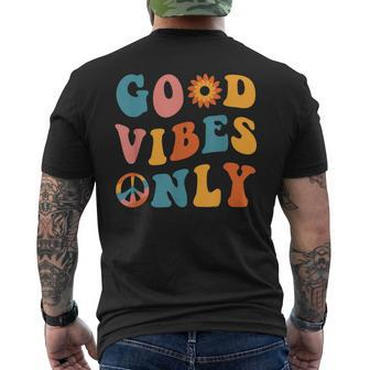 Good Vibes Only Groovy Trendy Peace Love 60S 70S Vintage Men's Back Print T-shirt | Mazezy