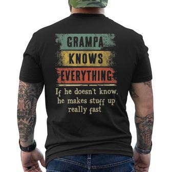 Mens Grampa Knows Everything Grandpa Fathers Day Men's T-shirt Back Print - Seseable