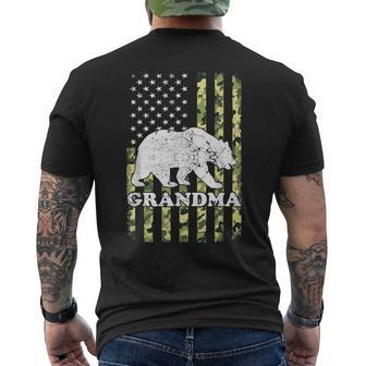 Grandma Bear Camouflage Usa American Flag Men's Back Print T-shirt | Mazezy