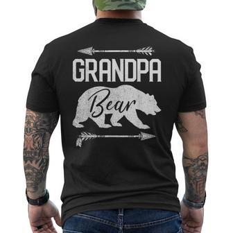 Mens Grandpa Bear Fathers Day Papa Vintage Men's Back Print T-shirt | Mazezy