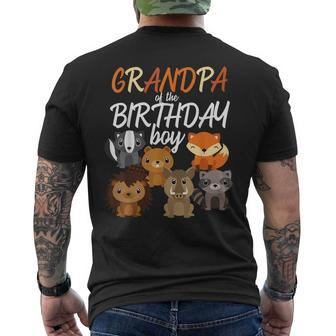 Grandpa Of The Birthday Boy Woodland Party Matching Family Men's Back Print T-shirt | Mazezy