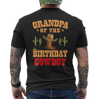 Grandpa Of The Birthday Cowboy Themed Birthday Boy Cowboy Men's Back Print T-shirt | Mazezy