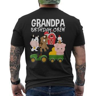 Grandpa Birthday Crew Farm Animals Barnyard Tractor Party Men's Back Print T-shirt | Mazezy