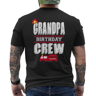 Grandpa Birthday Crew Fire Truck Fireman Party Men's Back Print T-shirt | Mazezy