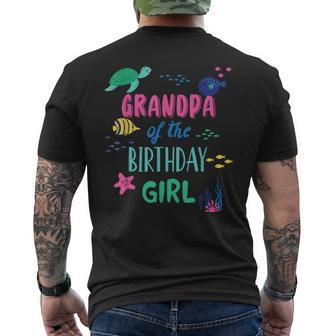 Grandpa Of The Birthday Girl Under Sea Theme Matching Family Men's Back Print T-shirt | Mazezy