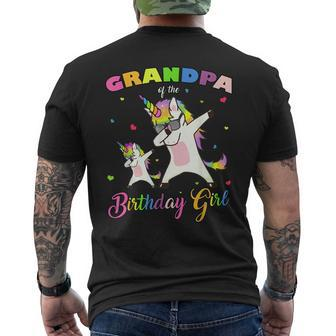 Grandpa Of The Birthday Girl Unicorn Princess Grandfather Men's Back Print T-shirt | Mazezy UK