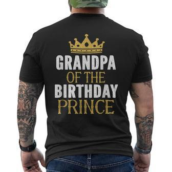 Grandpa Of The Birthday Prince Boys Bday Party For Him Men's Back Print T-shirt | Mazezy
