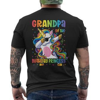 Grandpa Of The Birthday Princess Dabbing Unicorn Girl Men's Back Print T-shirt | Mazezy UK