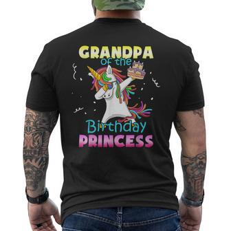 Grandpa Of The Birthday Princess Unicorn Dabbing Girl Men's Back Print T-shirt | Mazezy AU