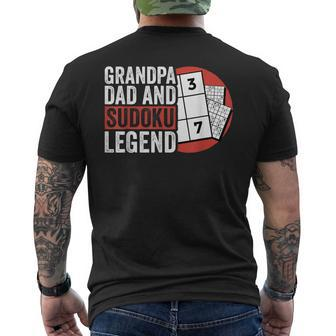 Grandpa Dad And Sudoku Legend Sudoku Puzzle Solving Men's Back Print T-shirt | Mazezy