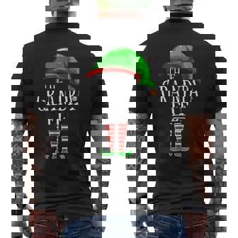 Grandpa Elf Matching Family Group Christmas Party Pajama Mens Back Print T-shirt | Mazezy