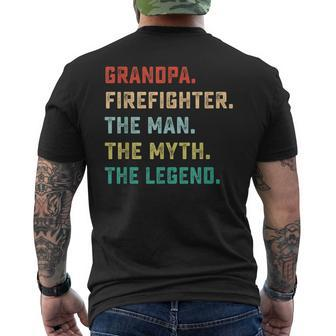 Grandpa Firefighter The Man Myth Legend Papa Gifts Mens Back Print T-shirt | Mazezy