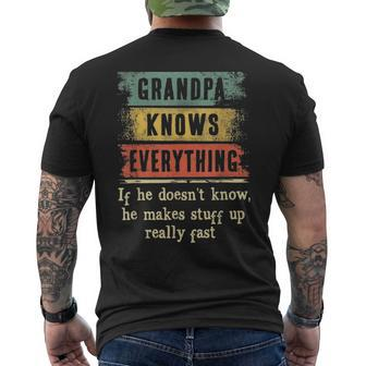 Mens Grandpa Knows Everything Grandpa Fathers Day Men's T-shirt Back Print - Seseable