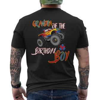 Grandpa Of The Birthday Boy Monster Truck Boys Party Mens Back Print T-shirt | Mazezy