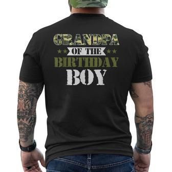 Grandpa Of The Birthday Boy  Papa Camo Green Army Party Gift For Mens Mens Back Print T-shirt
