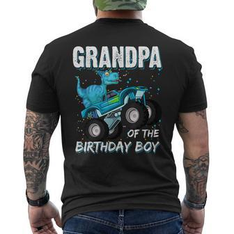 Grandpa Of The Birthday Boy Trex Dinosaur Monster Truck Mens Back Print T-shirt | Mazezy