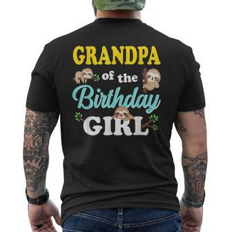 Grandpa Of The Birthday Girl Sloth Girl Mens Back Print T-shirt | Mazezy CA