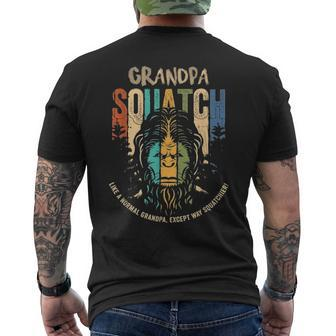 Grandpa Squatch Bigfoot Sasquatch Fathers Day Men's T-shirt Back Print - Seseable