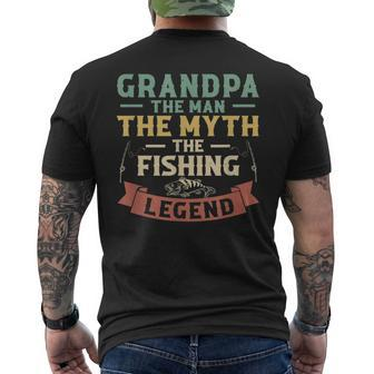 Grandpa The Man The Myth The Fishing Legend Mens Back Print T-shirt - Seseable