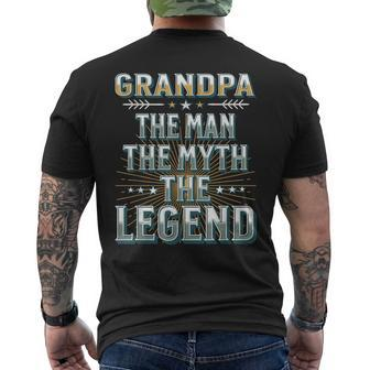 Grandpa The Man The Myth The Legend Fathers Day Grandad Mens Back Print T-shirt - Seseable