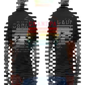 Grandpa The Man The Myth The Legend Fishing Grandfather Mens Back Print T-shirt - Seseable