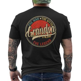 Grandpa The Man The Myth The Legend Funny Fathers Day Gift For Mens Mens Back Print T-shirt - Seseable