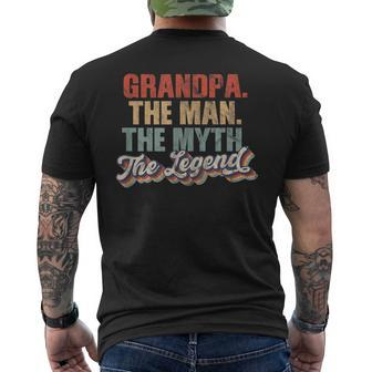 Grandpa The Man The Myth The Legend Navy Blue Fathers Day Gift For Mens Mens Back Print T-shirt - Seseable