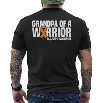 Grandpa Of A Warrior Orange Ribbon RsdCrps Awareness Men's Back Print T-shirt | Mazezy