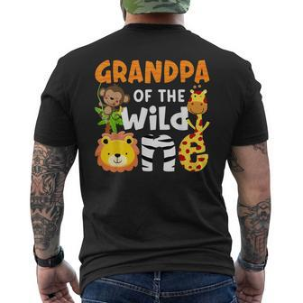 Grandpa Of The Wild One Zoo Bday Safari Jungle Animals Party Men's Back Print T-shirt | Mazezy