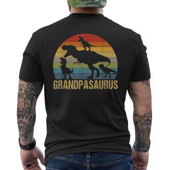 Grandpasaurus 3 Kids For Dad Grandpa Fathers Day Mens Back Print T-shirt | Mazezy