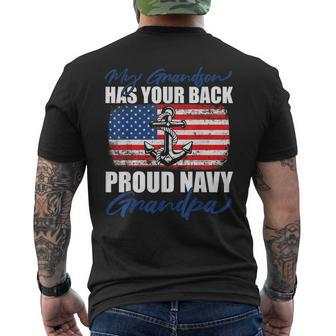 Grandson Proud Navy Grandpa Anchor Men's T-shirt Back Print - Seseable
