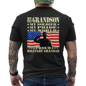 Mens My Grandson My Soldier Hero Proud Military Grandad Men's T-shirt Back Print - Seseable