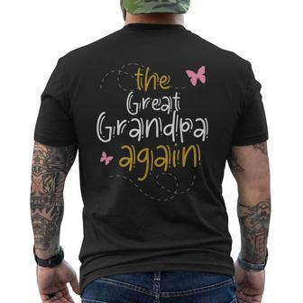 Great Grandpa Again 2023 Baby Shower Pregnancy Family Match Men's Back Print T-shirt | Mazezy