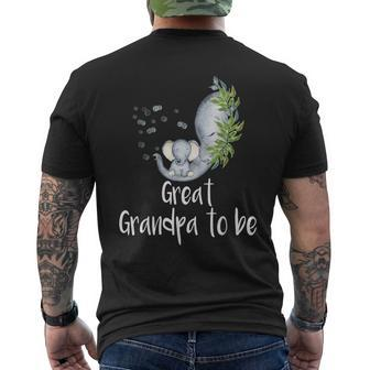 Great Grandpa To Be Elephant Baby Shower Men's Back Print T-shirt | Mazezy