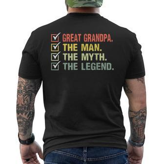 Great Grandpa The Man The Myth The Legend Gifts For Fathers Gift For Mens Mens Back Print T-shirt - Seseable
