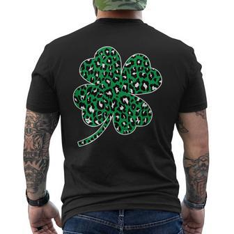 Green Leopard Clover Lucky Leaf St Patricks Day Asm Men's Back Print T-shirt | Mazezy