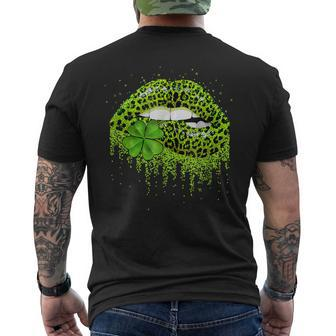 Green Lips Sexy Irish Leopard Shamrock St Patricks Day V5 Men's T-shirt Back Print - Seseable