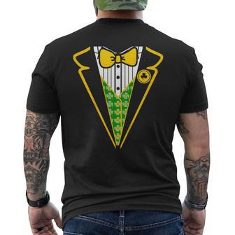 Green N Gold St Patricks Day Patty Irish Leprechaun Tuxedo Men's Back Print T-shirt | Mazezy