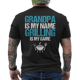 Grill Master Grandfather Grandpa Is My Grilling Is My Game Men's Back Print T-shirt | Mazezy