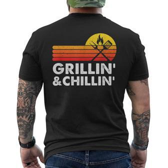 Grilling And Chilling Smoke Meat Bbq Home Cook Dad Men Men's T-shirt Back Print - Seseable